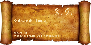 Kubanek Imre névjegykártya